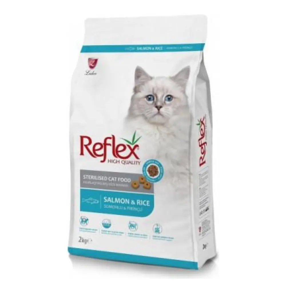 Thức Ăn Cho Mèo Triệt Sản Vị Cá Hồi & Cơm, Reflex High Quality, Sterilised Cat Food, Salmon & Rice (2kg) - LIDER PET FOOD